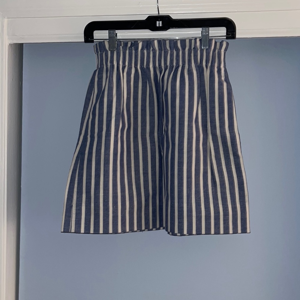 NWT J. Crew Blue and Ivory Paperbag Skirt
